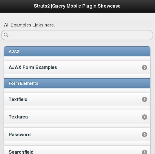 Struts2 jQuery Mobile Showcase